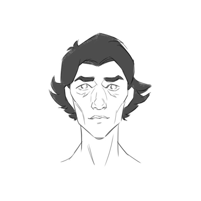 A looping drawing showing Viktor's human face opening and changing into a masked form.
