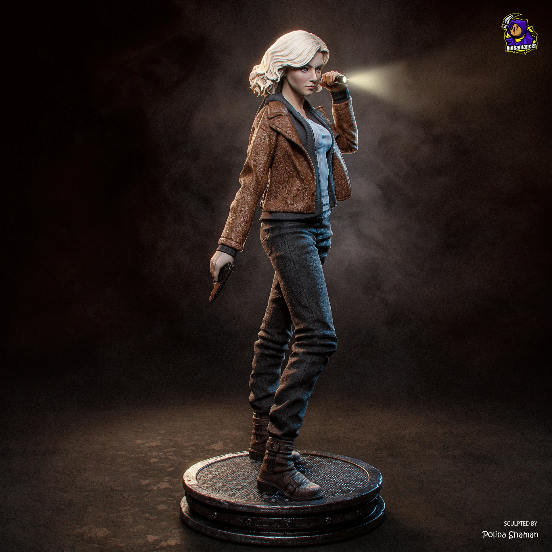 Grace Ashcroft fan-art sculpture: coloured side view
