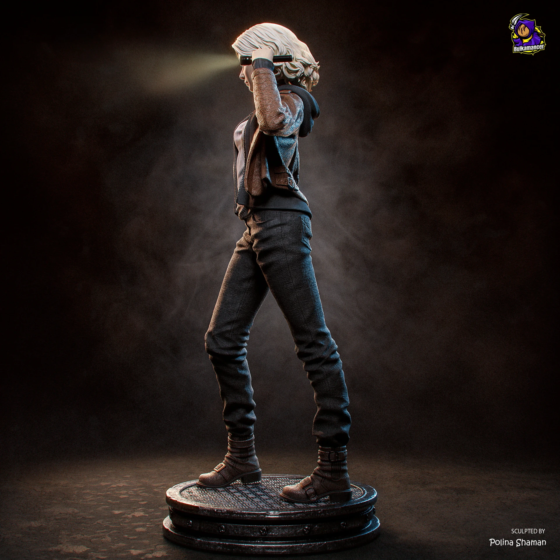 Grace Ashcroft fan-art sculpture: coloured rear / side view