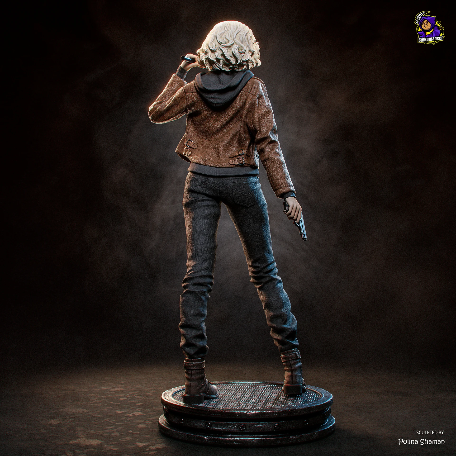 Grace Ashcroft fan-art sculpture: coloured back view