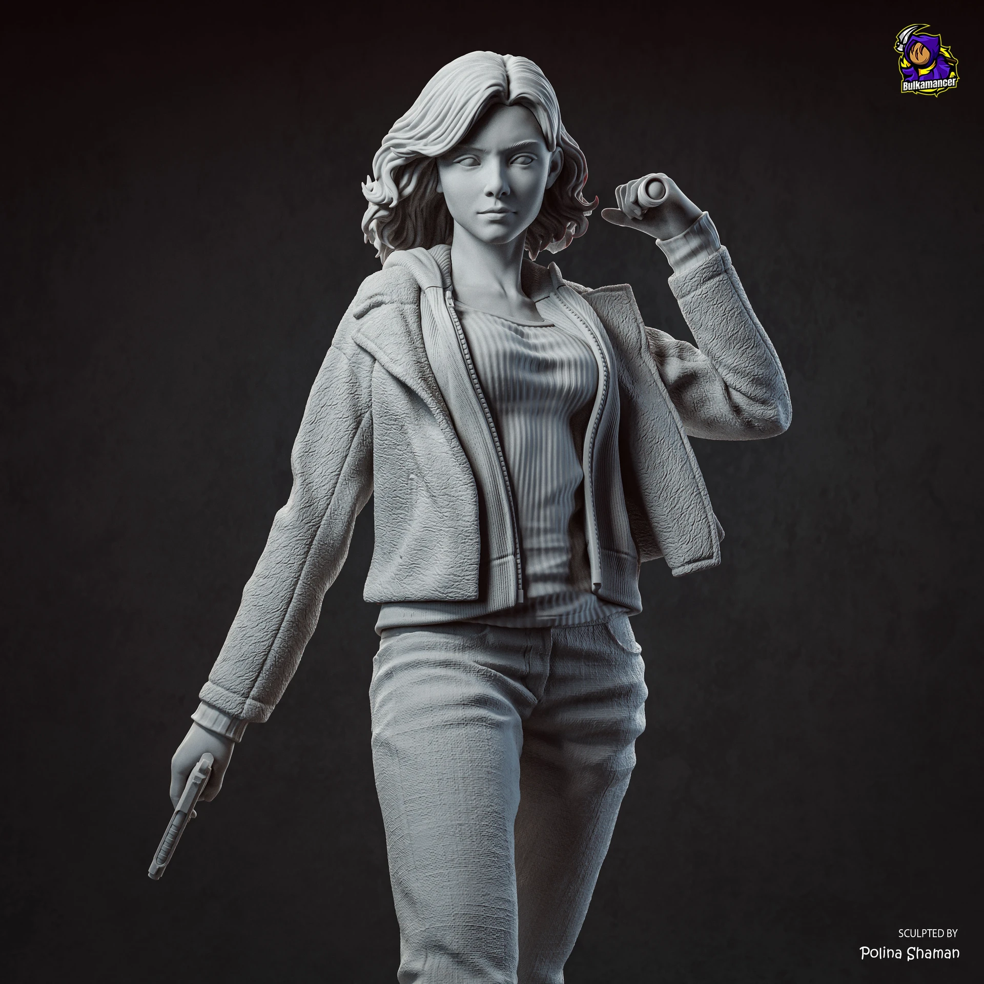 Grace Ashcroft fan-art sculpture: unpainted upper-body sculpt