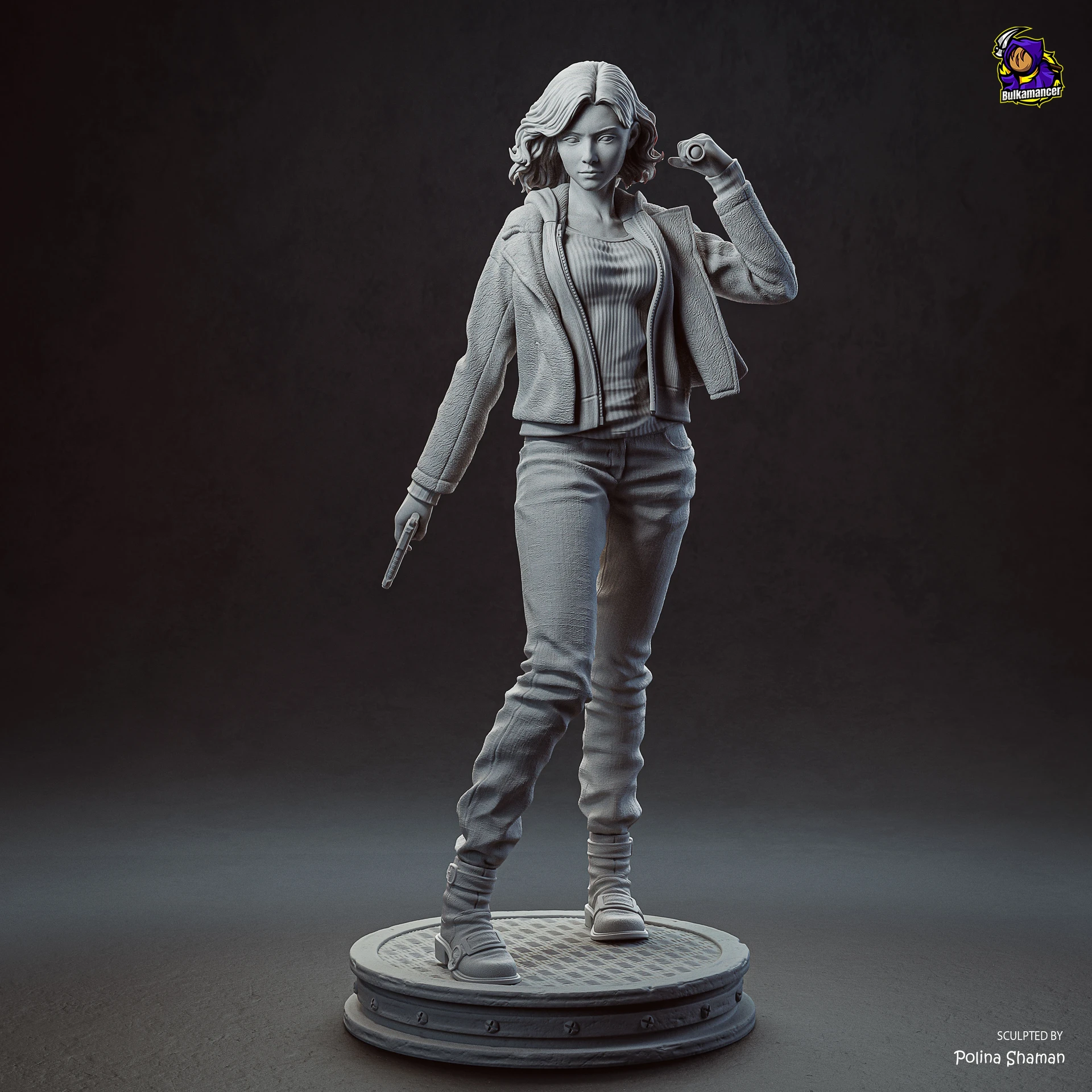 Grace Ashcroft fan-art sculpture: full front sculpt with base